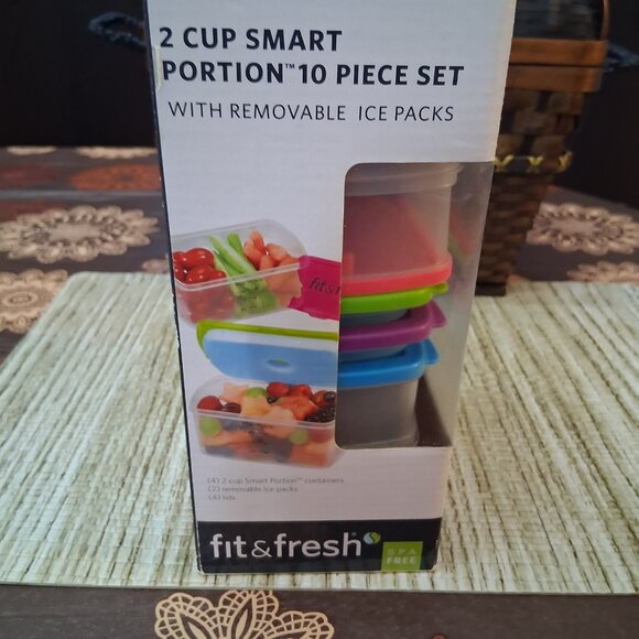 Fit &Fresh Healthy Eating Living 2 Cup Size 10 Pieces Smart Portion w/Ice Packs - Picture 4 of 6
